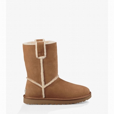 Botas UGG Classic Short Spill Seam Mulher Marrom | PT-TPUNG